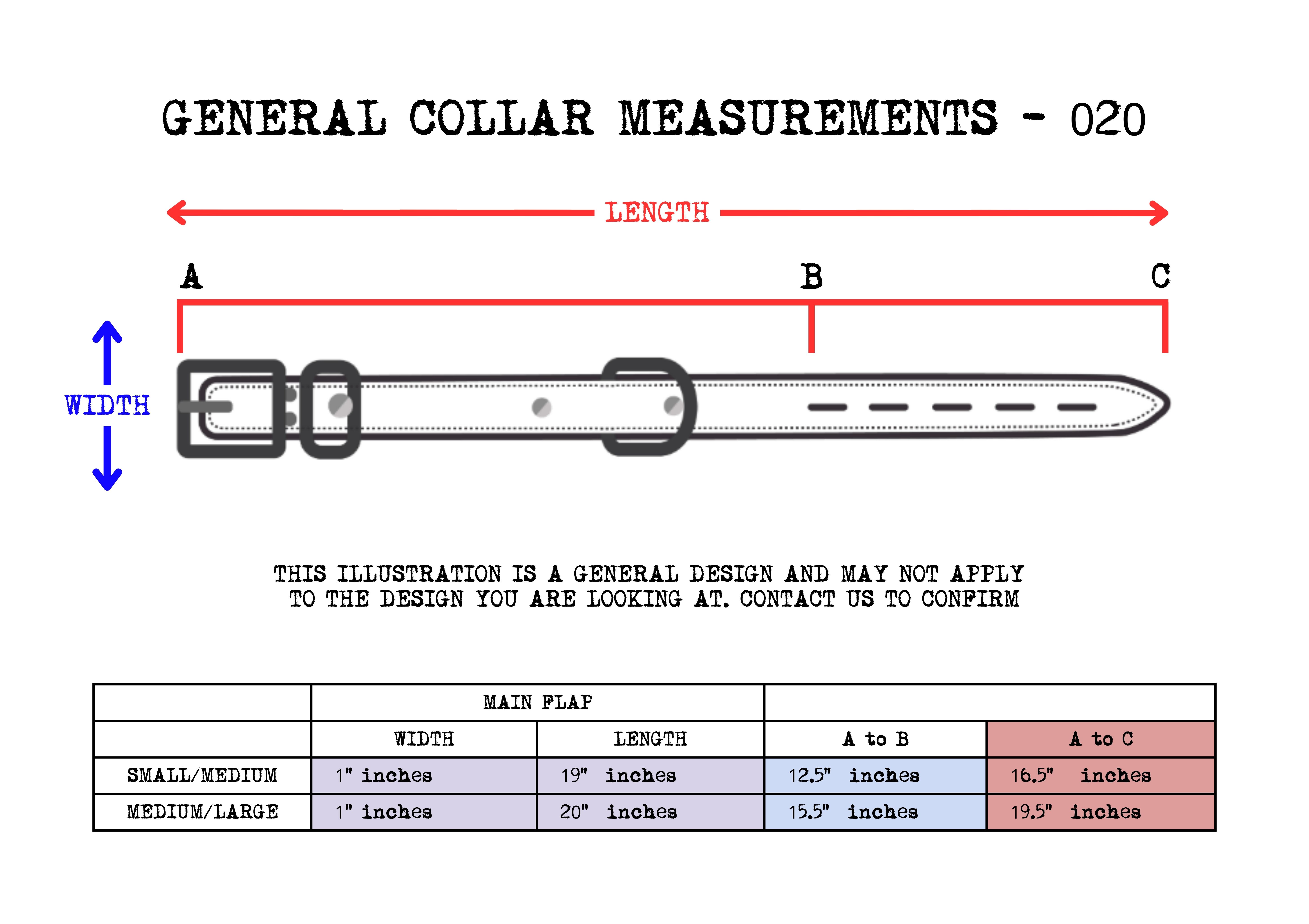 Collar Measurement Table